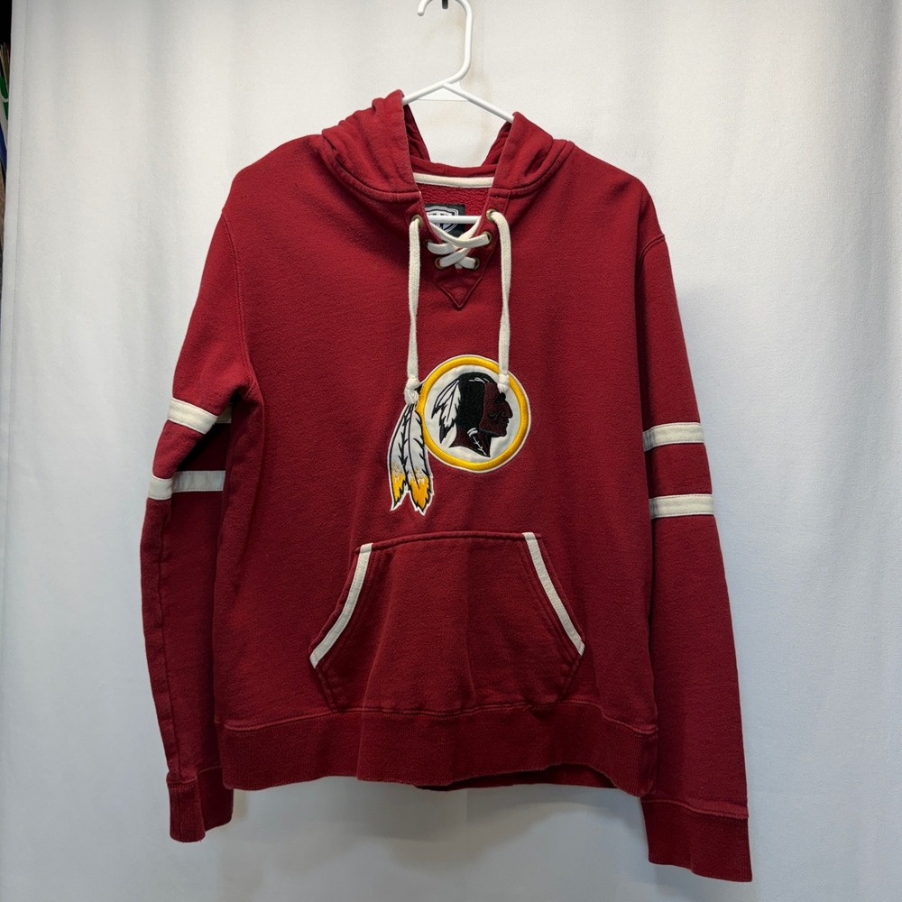 Washington Redskins OTS Hoodie Women Large Burgundy Lace Up Neck Sweatshirt NFL
